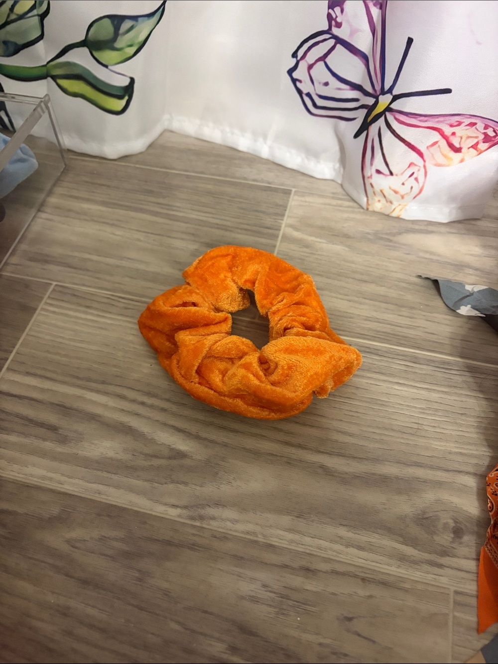 Orange Kids Plush Scrunchie - Soft Elastic Hair Tie